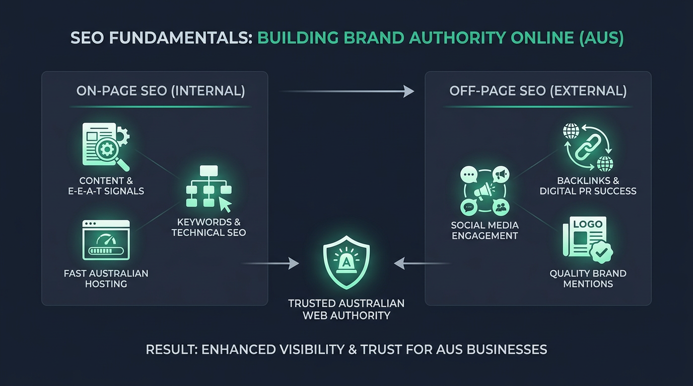 On-page vs. Off-page SEO: Building online authority and E-E-A-T signals for Australian businesses.