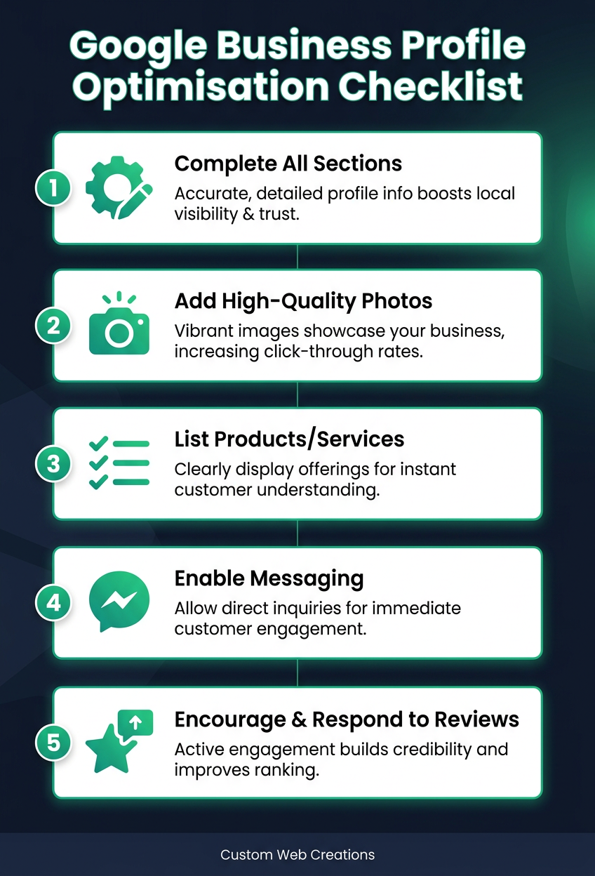 Google Business Profile optimisation checklist for Australian local businesses looking to improve their online visibility.