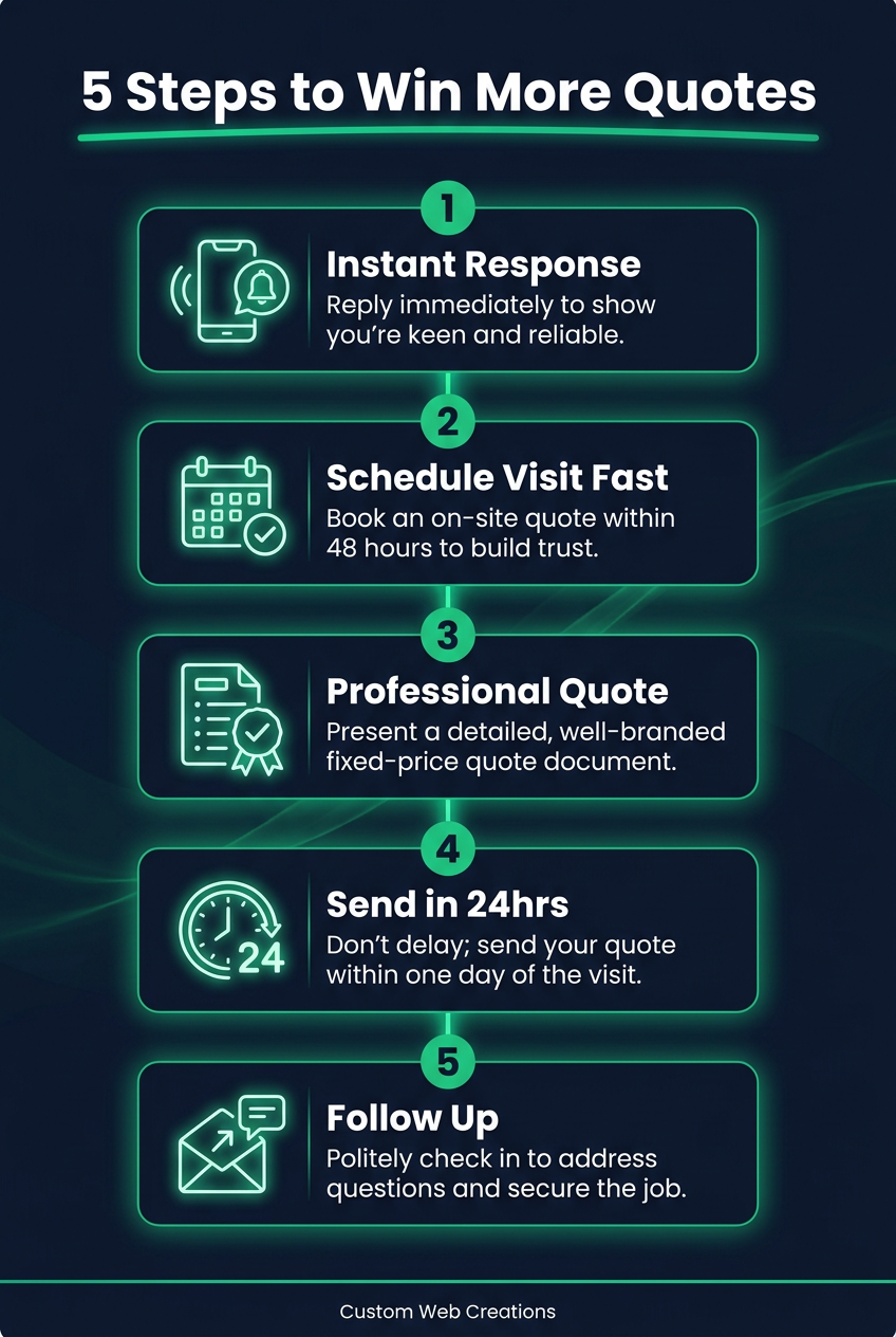 Infographic: 5 steps to win more tradie quotes in Australia.
