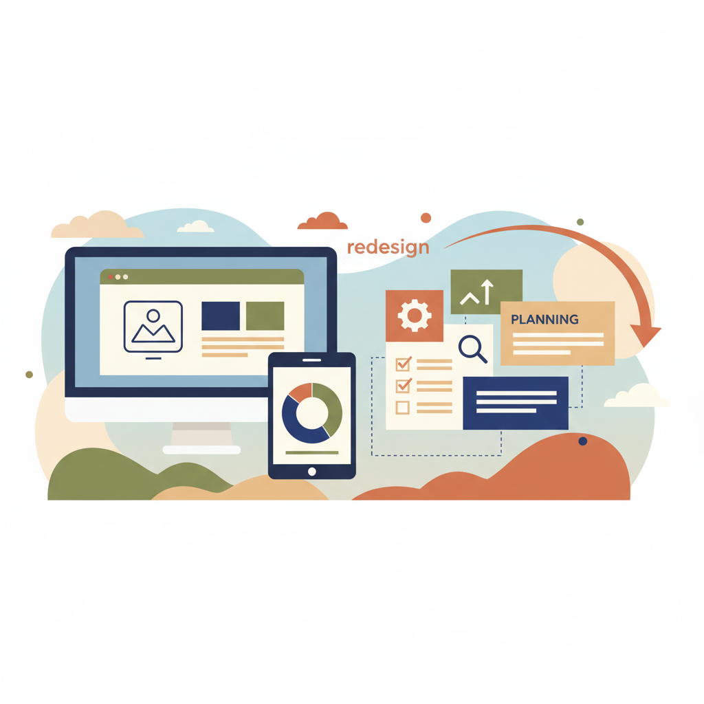 Website Redesign Planning Worksheet illustration for Australian web design